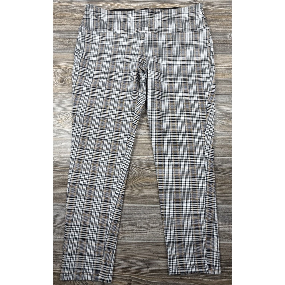 Natural Reflections Gray Plaid High-Rise Pull On Ankle Pants Stretch Size XXL